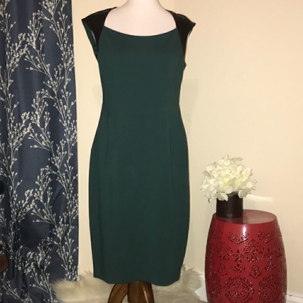 Bailey 44 Faux Leather Shoulder Sheath Dress
